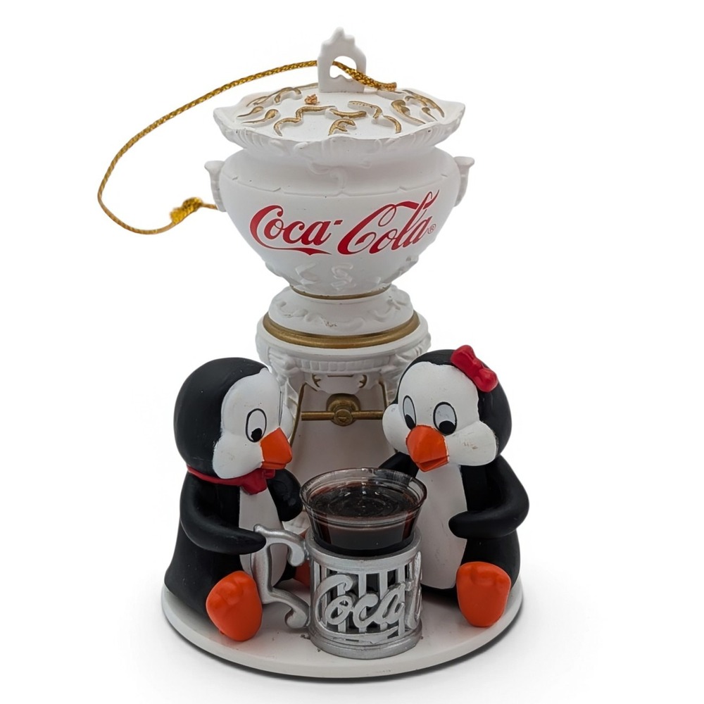 Coca-Cola Penguin Soda Fountain Christmas Ornament Trim A Tree Cavanagh With Box
